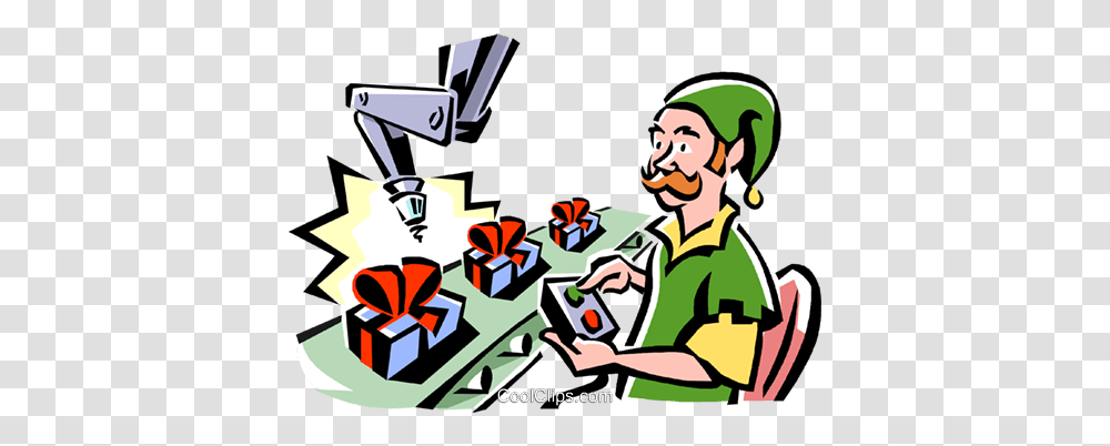 Elf Working On The Toy Assembly Line Royalty Free Vector Clip Art, Building, Electronics, Video Gaming Transparent Png