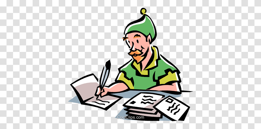 Elf Writing Christmas Cards Royalty Free Vector Clip Art, Person, Human, Plant Transparent Png