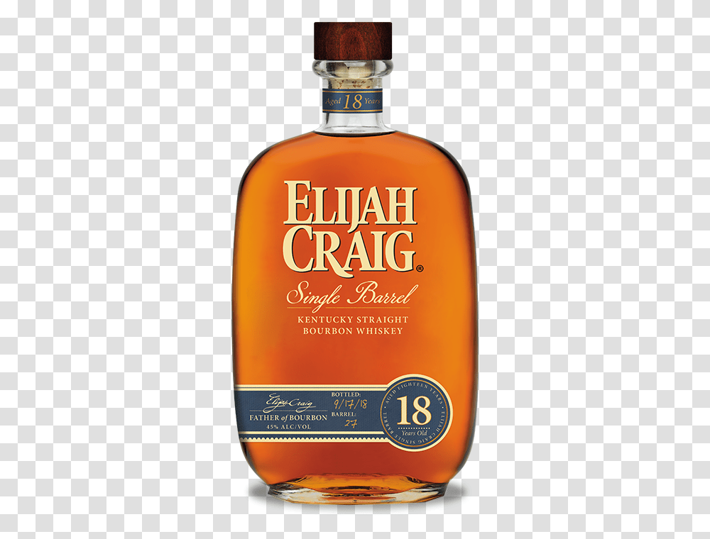 Elijah Craig 18 Year 2018, Liquor, Alcohol, Beverage, Bottle Transparent Png