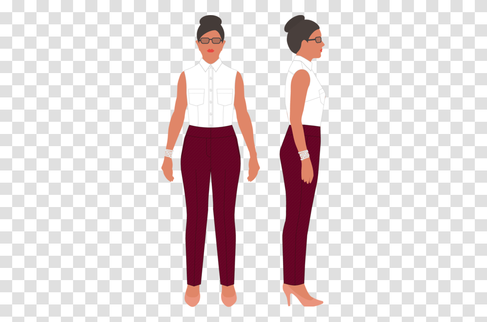 Elise Pants Standing, Person, Dress, Female Transparent Png