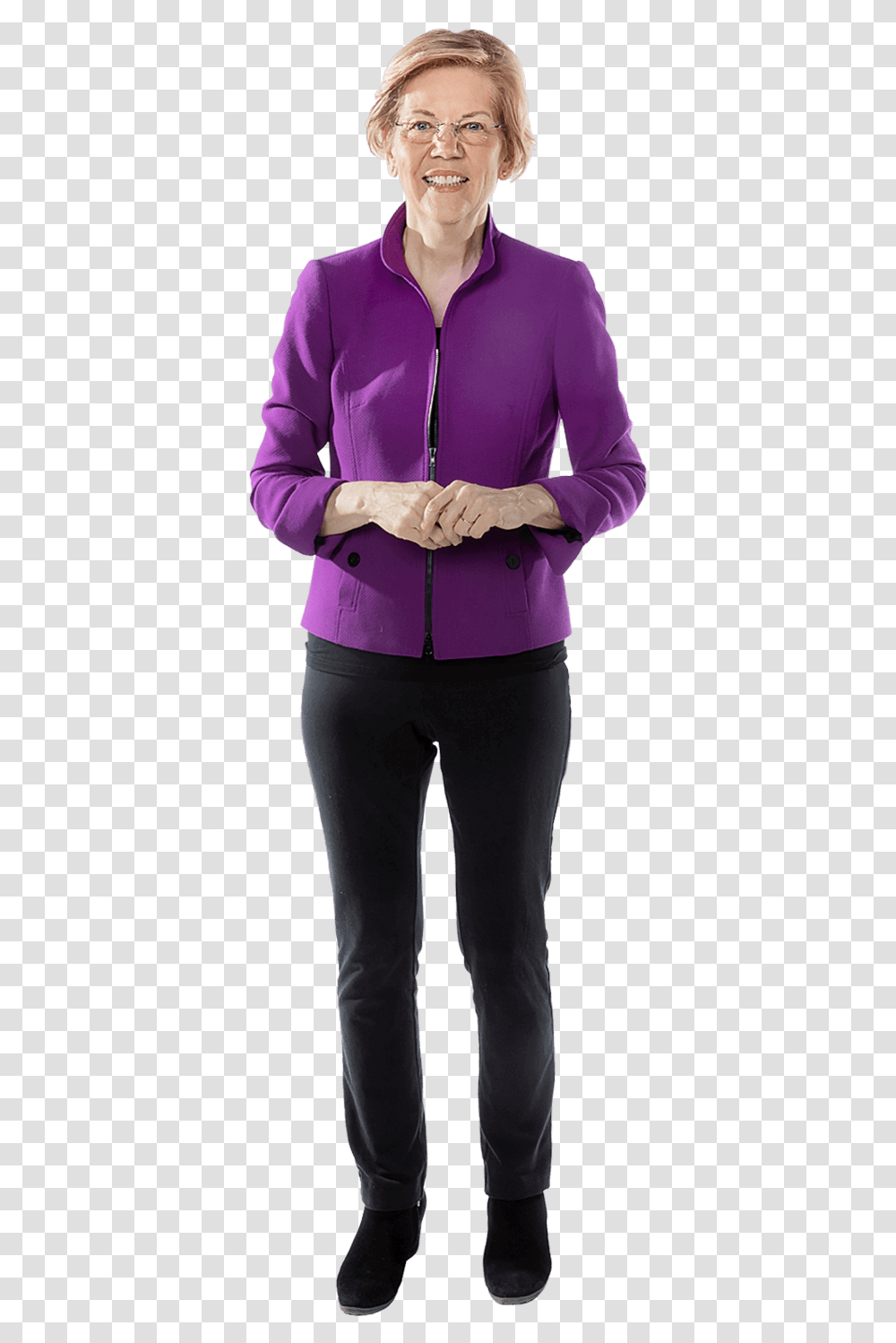 Elizabeth Warren Black Pants, Person, Long Sleeve, Coat Transparent Png