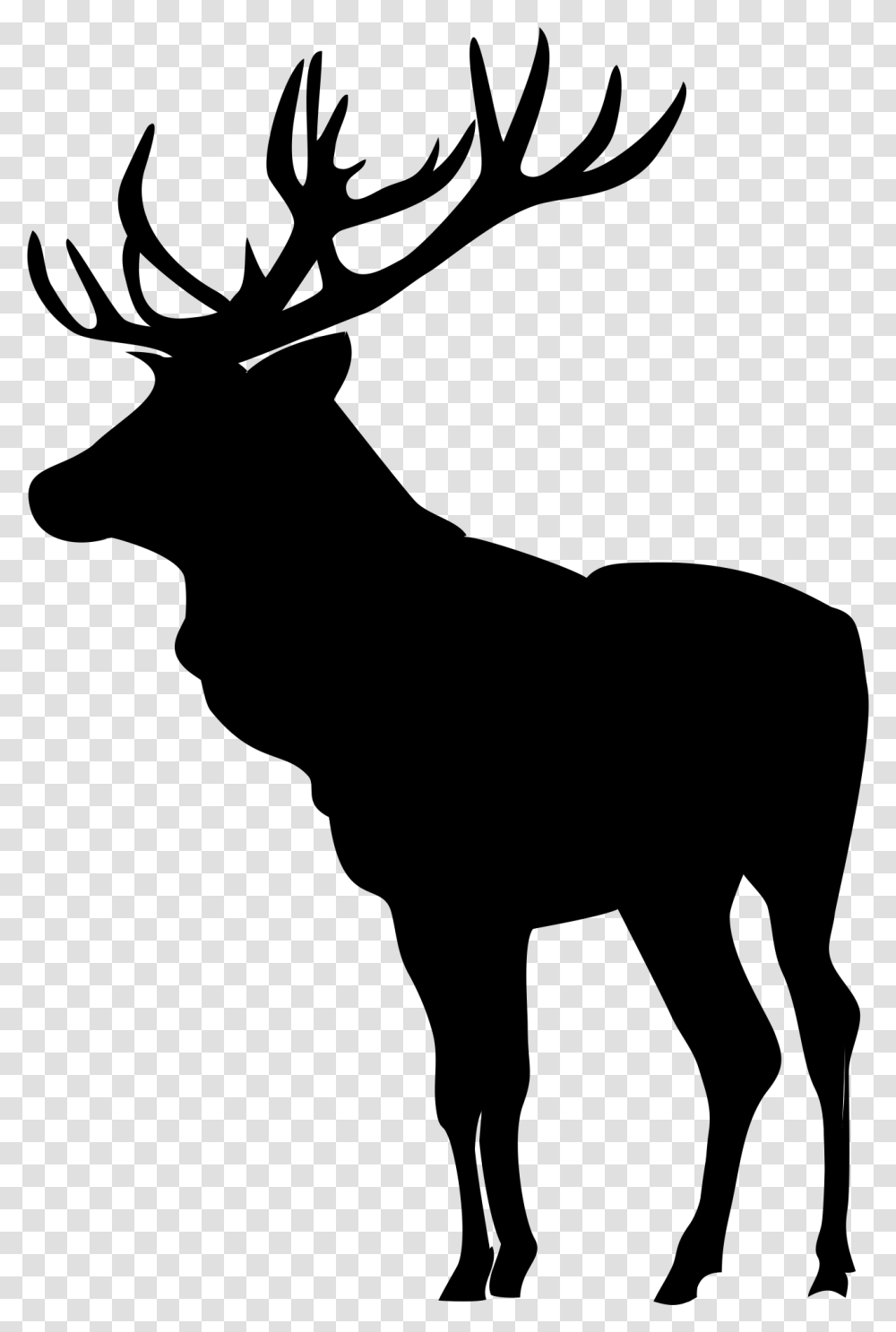 Elk Clip Art Black White, Silhouette, Mammal, Animal, Wildlife Transparent Png