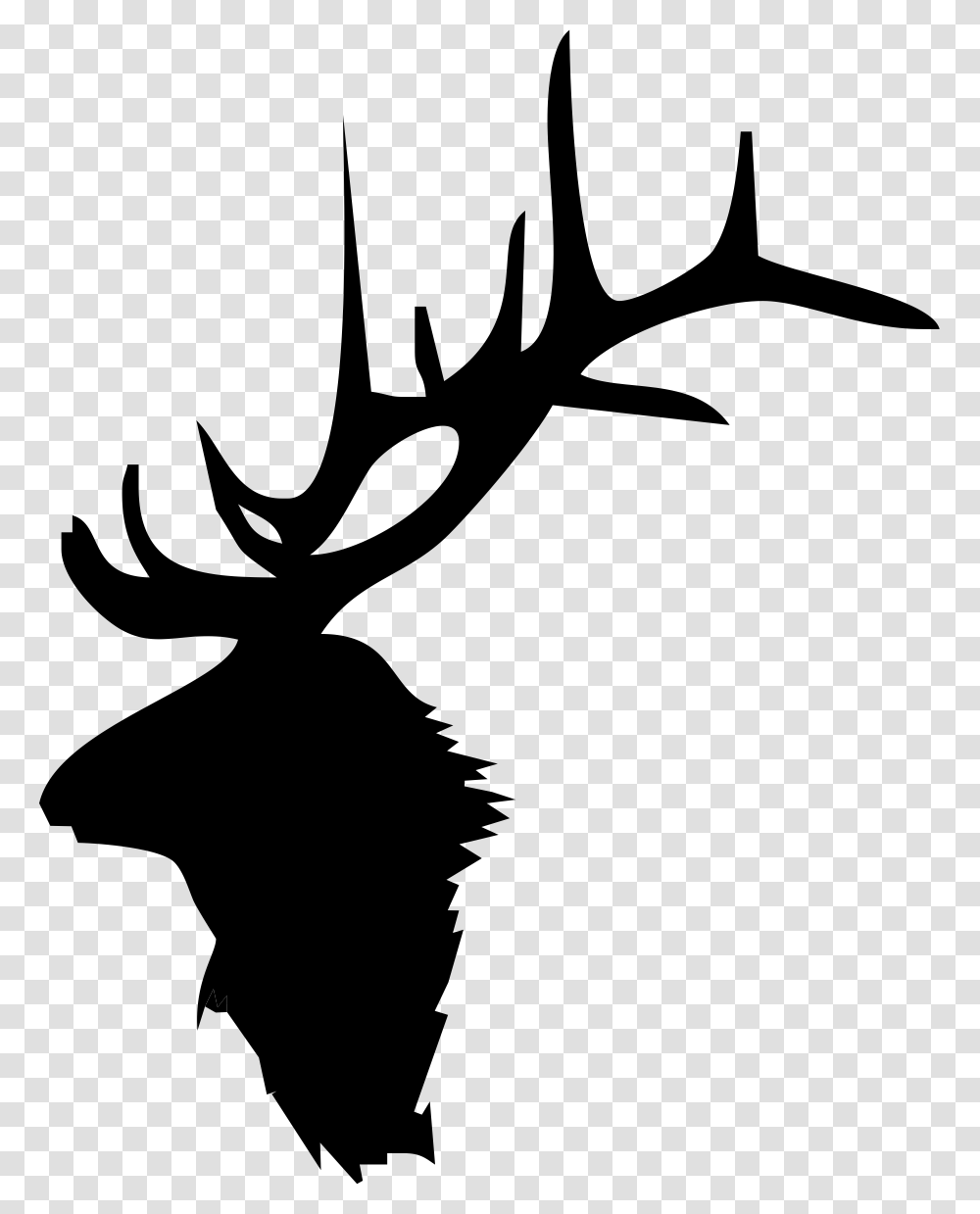 Elk Head Silhouette Elk Antlers Clip Art, Cross, Stencil Transparent Png