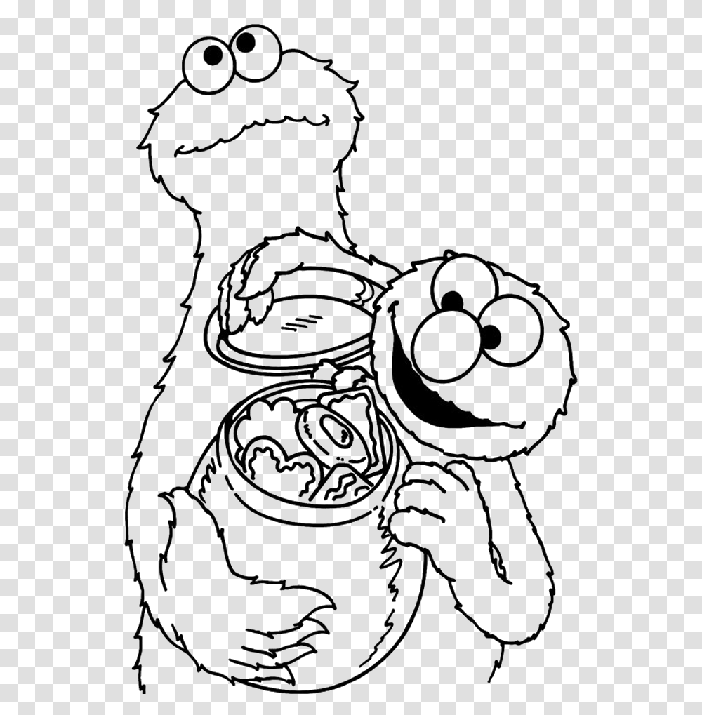 Elmo And Cookie Monster Coloring Page, Stencil Transparent Png