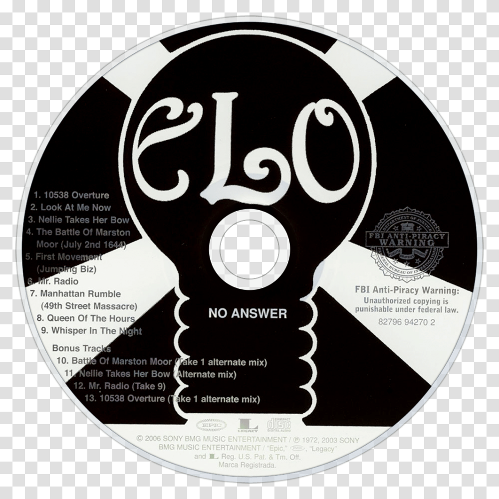 Elo No Answer Cd Covers, Disk, Dvd, Poster, Advertisement Transparent Png
