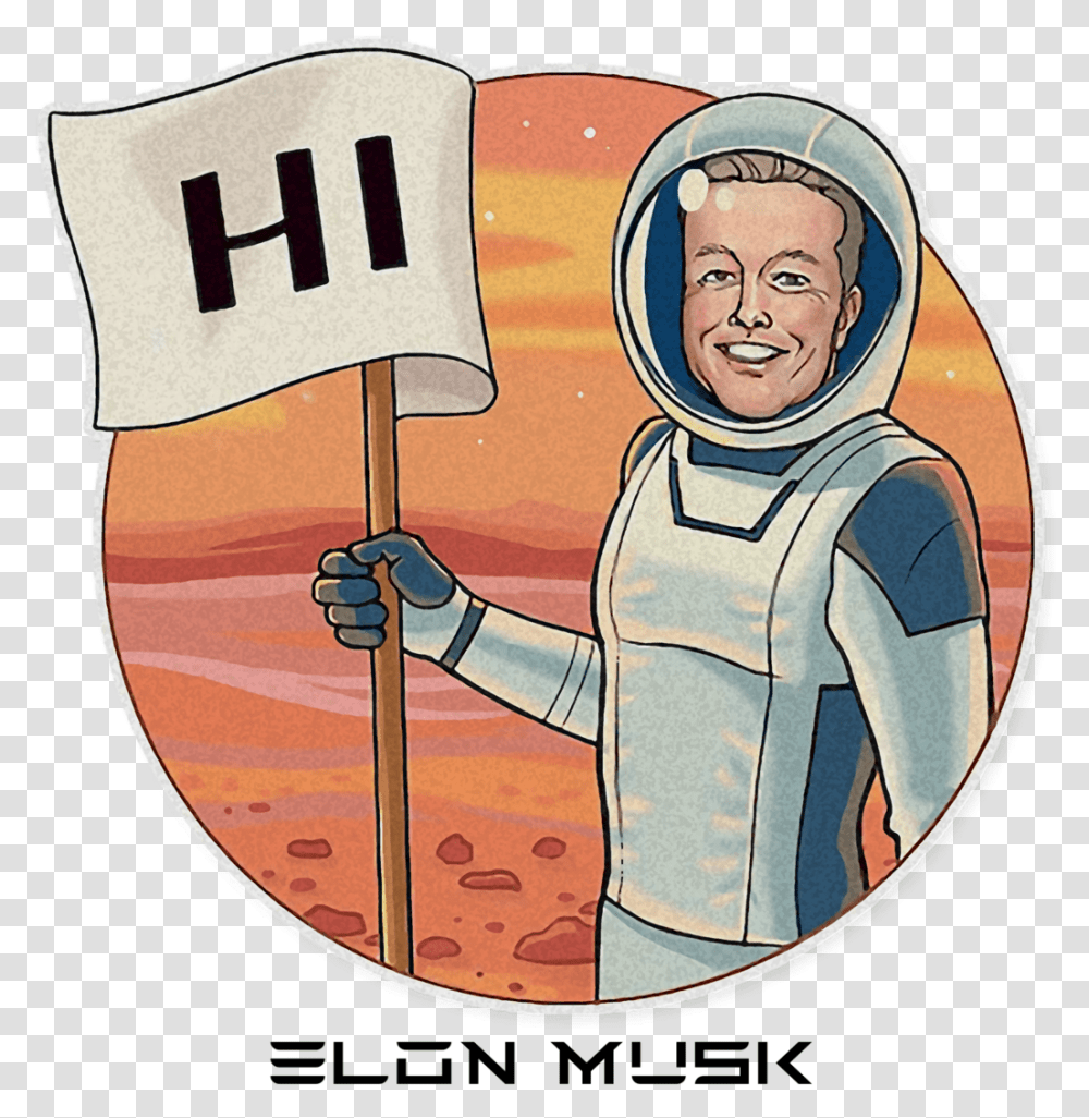 Elon Musk Telegram Sticker Download Elon Musk Stickers, Person, Human, Astronaut Transparent Png