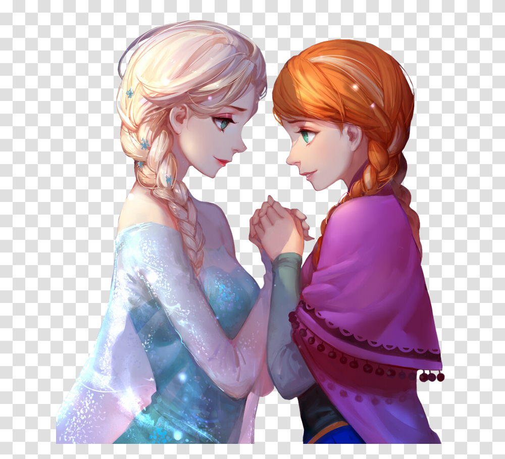 Elsa And Anna Holding Hands, Manga, Comics, Book, Person Transparent Png