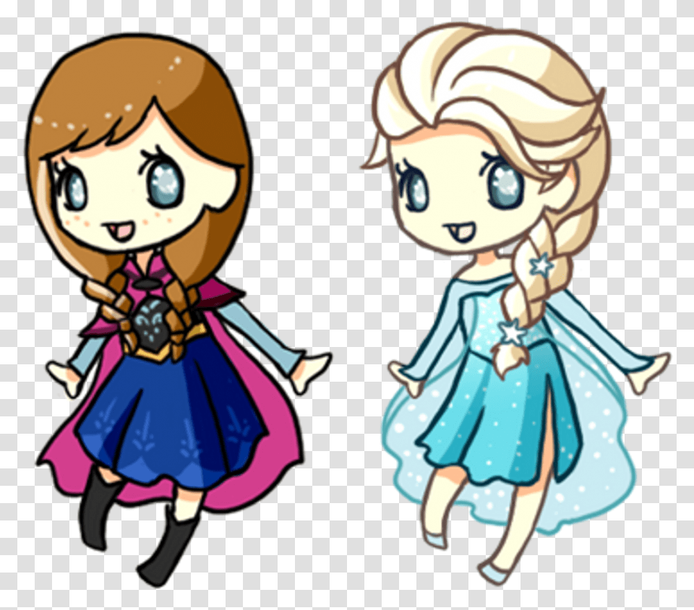 Elsa And Anna Kawaii Girls Sweet Frozen Kawaii Frozen Clipart, Helmet, Person, Doll Transparent Png