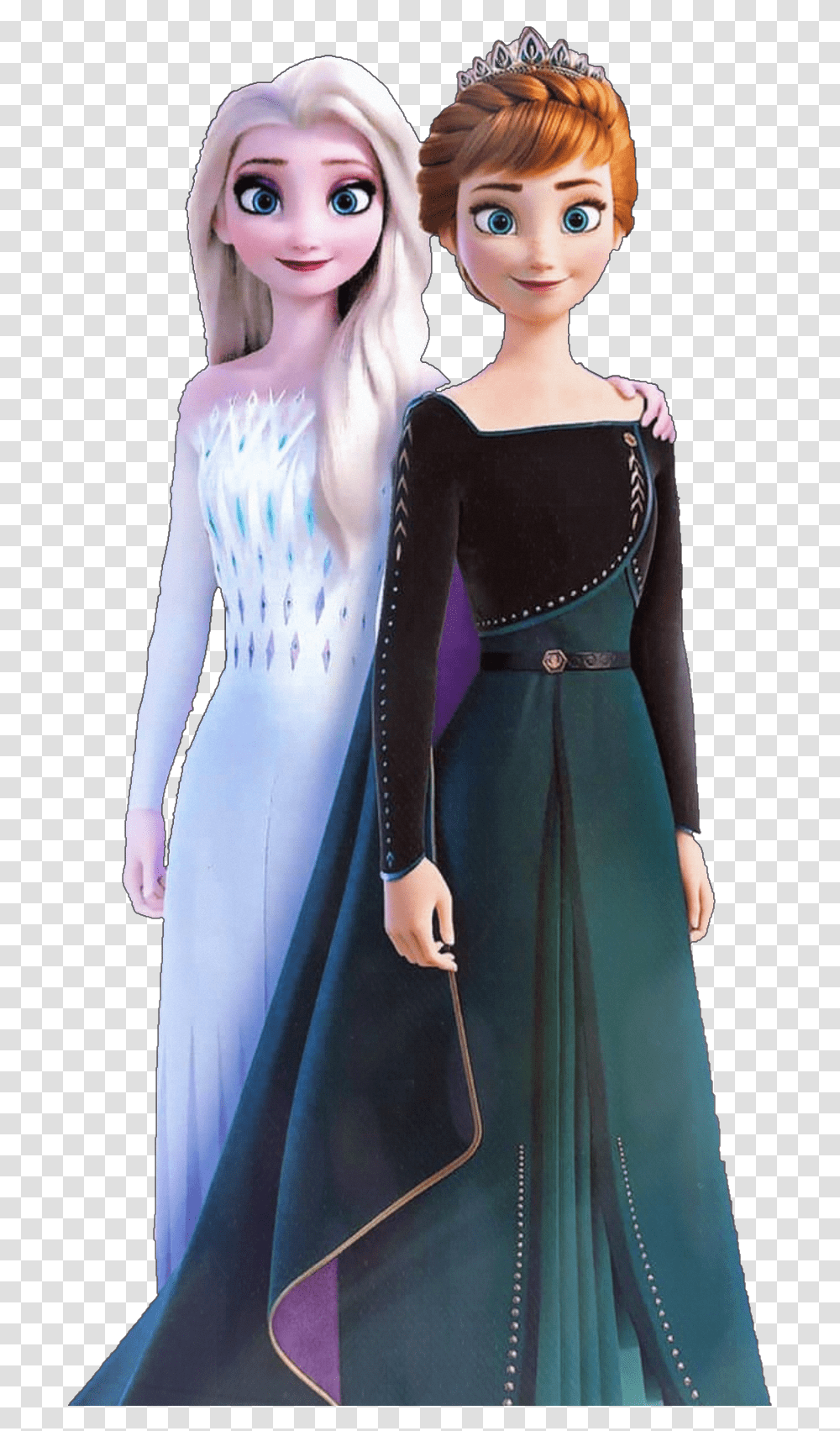 Elsa Anna Elsaandanna Frozen Frozen2 Anna Frozen Elsa, Clothing, Dress, Doll, Sleeve Transparent Png