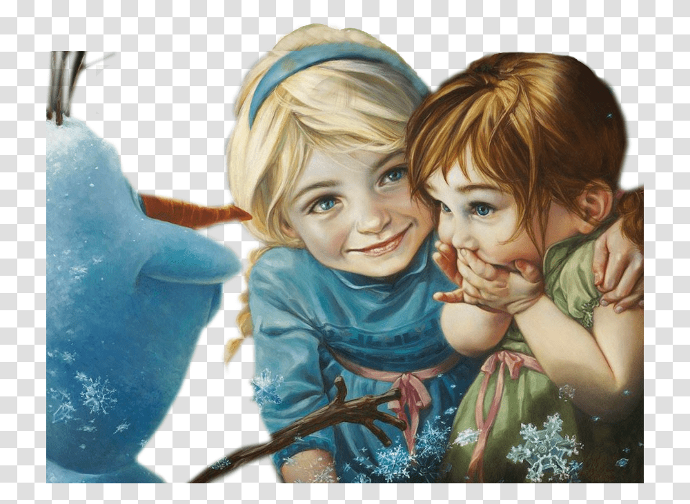 Elsa Anna Olaf Girls Sisters Frozen Terrieasterly Little Anna And Elsa Painting, Person, Cushion, Pillow Transparent Png