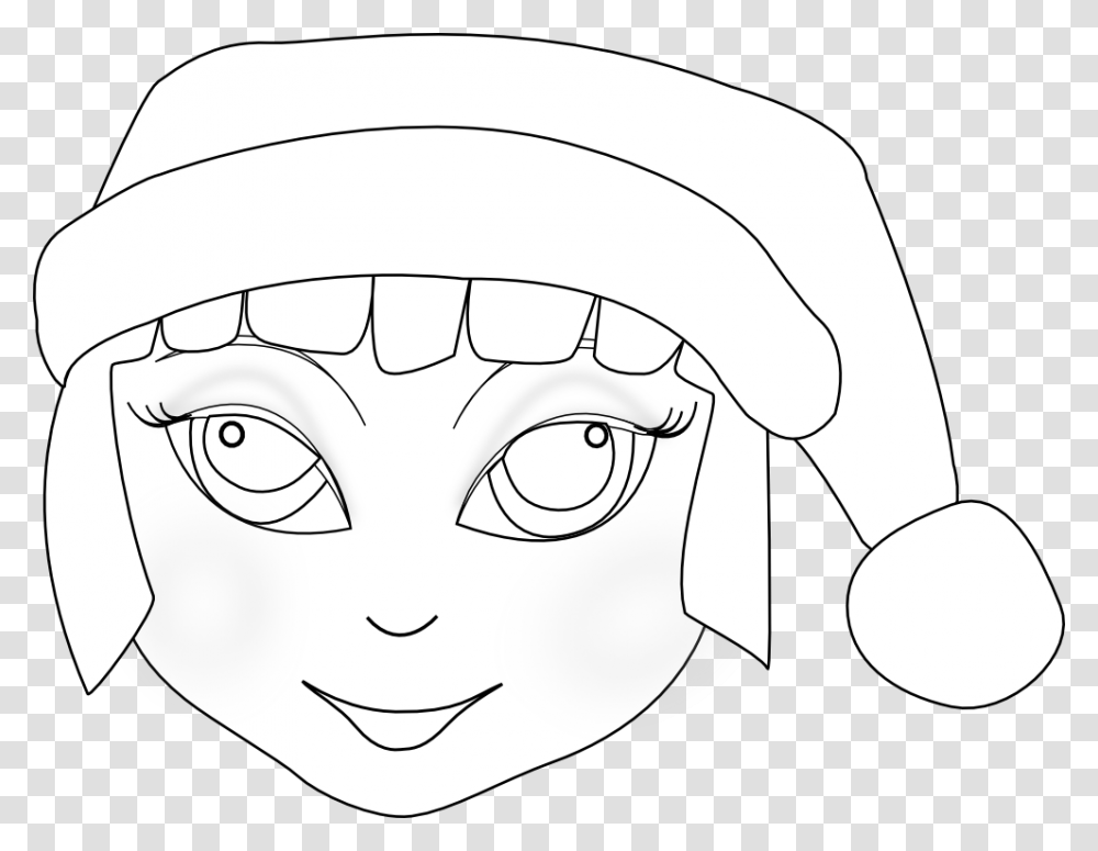 Elves Clipart Black And White Coloring Book, Drawing, Sketch, Doodle, Face Transparent Png