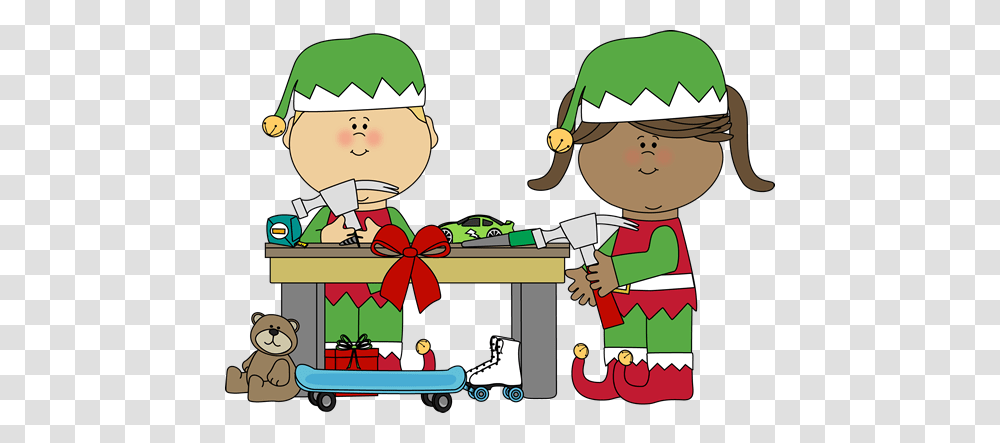 Elves Making Toys Clip Art, Elf, Gift, Smelling Transparent Png