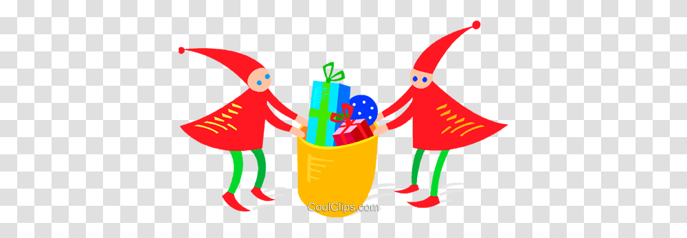 Elves With Christmas Presents Royalty Free Vector Clip Art, Bucket, Recycling Symbol Transparent Png