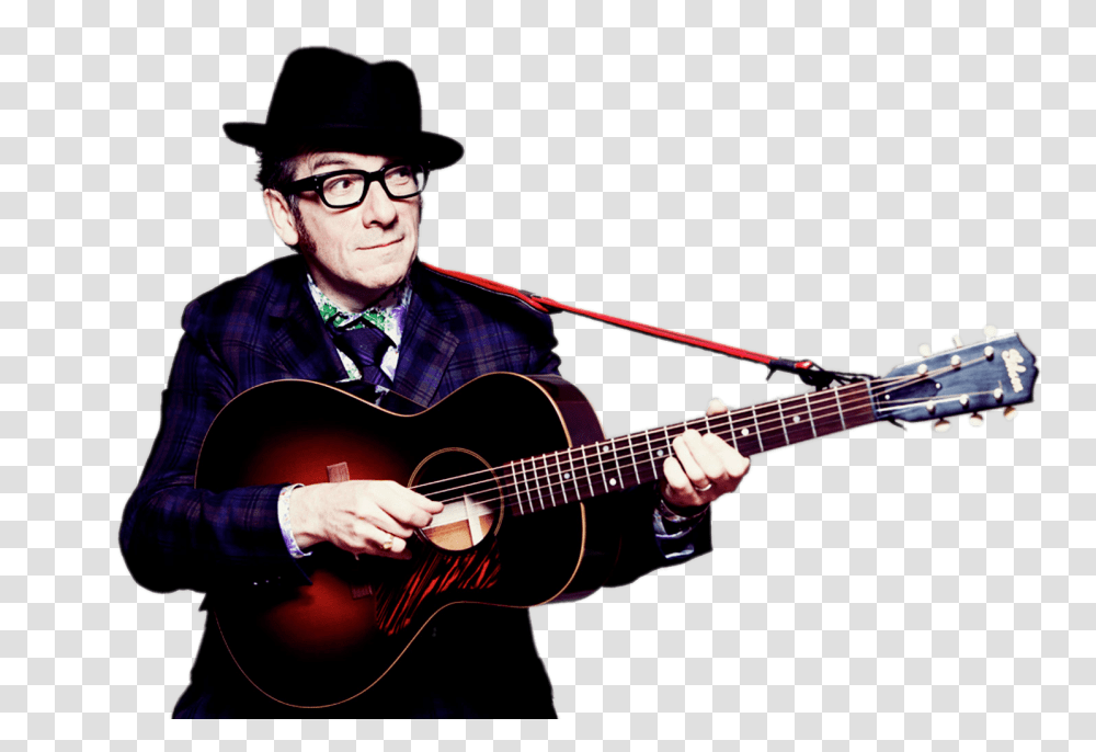 Elvis Costello Holding His Guitar, Leisure Activities, Musical Instrument, Person, Human Transparent Png