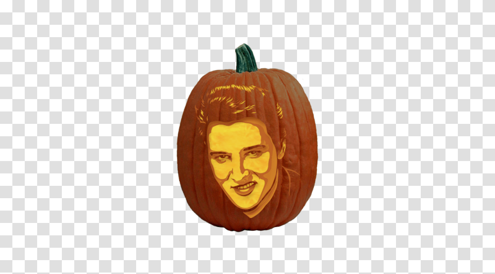 Elvis Presley Pumpkin Carving Pattern, Vegetable, Plant, Food, Produce Transparent Png