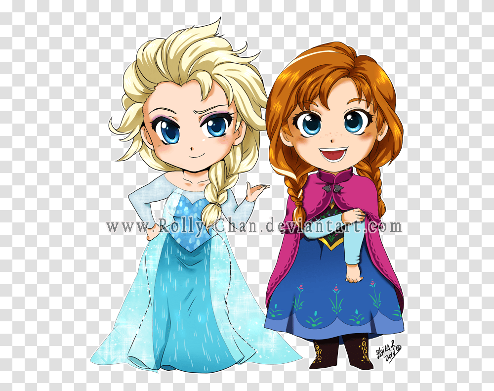 Elza Y Anna Chibi Elsa And Anna, Comics, Book, Manga, Person Transparent Png