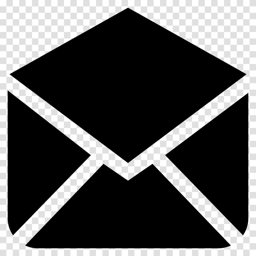Email Black Opened Back Envelope Interface Symbol Icon, Rug, Airmail, Scissors, Blade Transparent Png