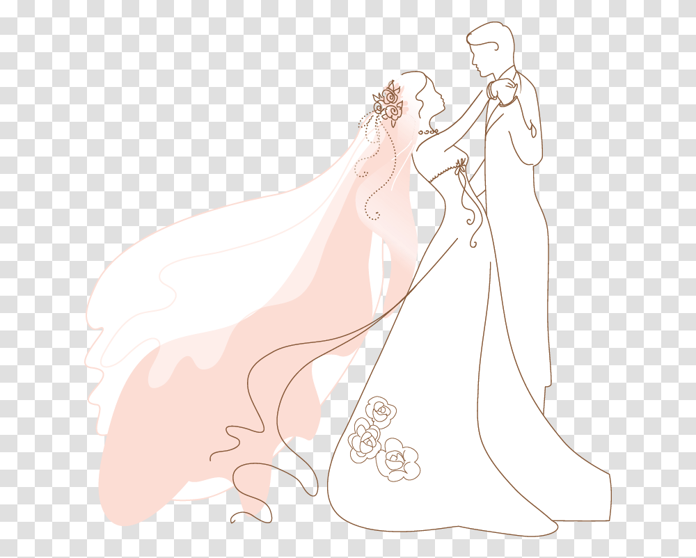Embroidery Pattern Of Line Drawings Hand Embroidery Bride Pattern, Clothing, Person, Robe, Fashion Transparent Png