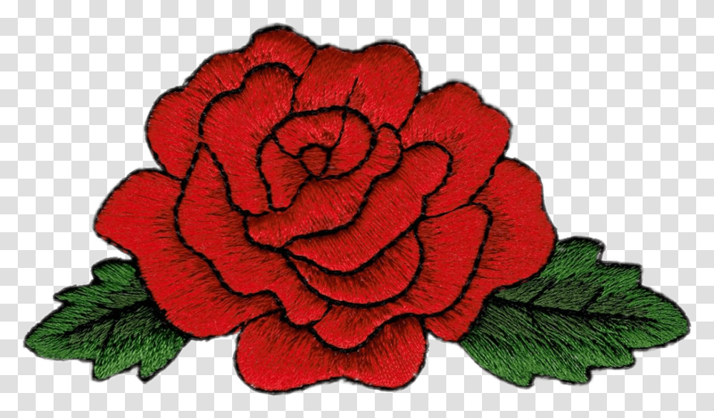 Embroidery Rose Flower Embroideredflowers Patch, Dahlia, Plant, Blossom, Carnation Transparent Png