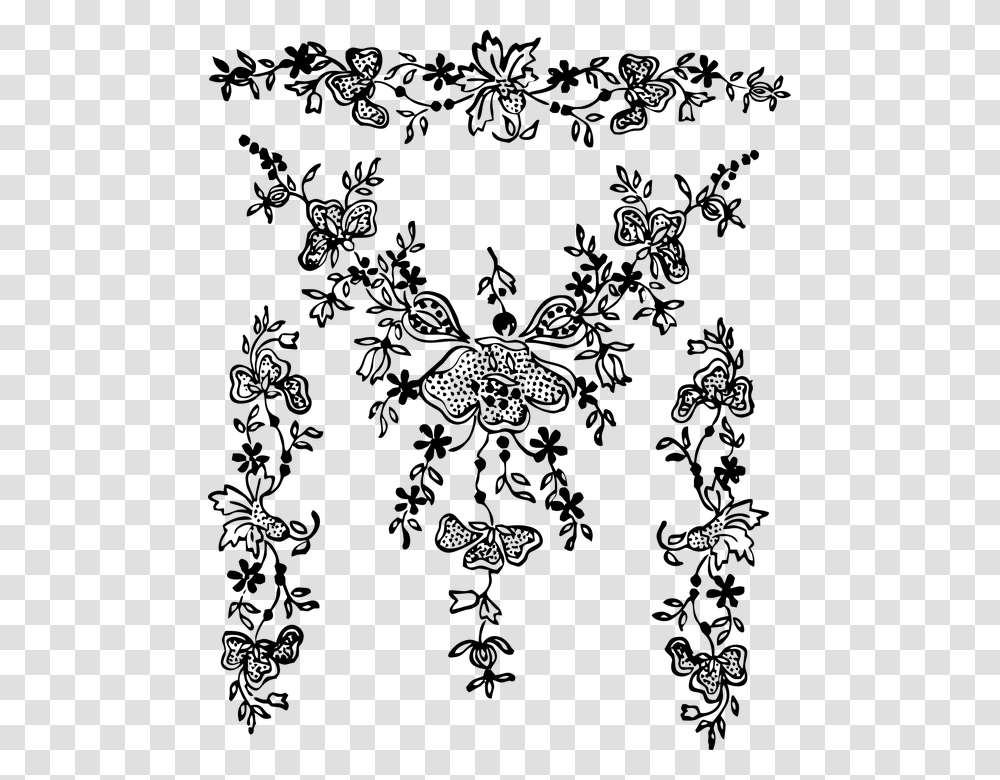Embroidery Vintage Sew Black Floral Embroidery, Gray, World Of Warcraft Transparent Png