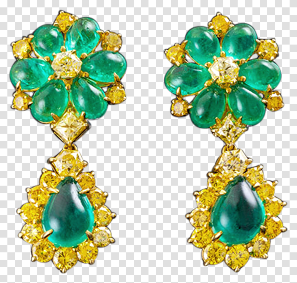 Emerald And Yellow Diamond Dangle Earrings Earrings, Jewelry, Accessories, Accessory, Gemstone Transparent Png