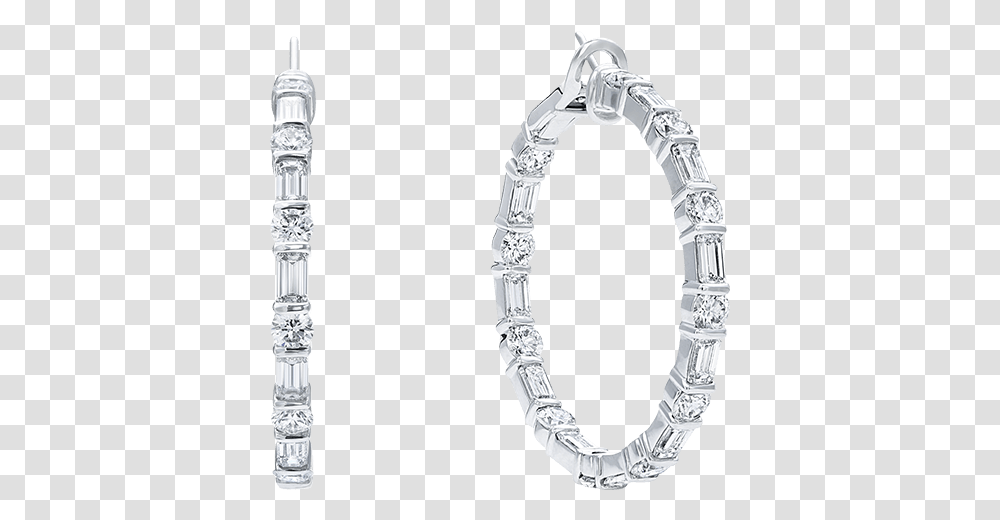 Emerald Cut And Round Brilliant Diamond Gemlock Hoop Body Jewelry, Person, Human, Accessories, Accessory Transparent Png