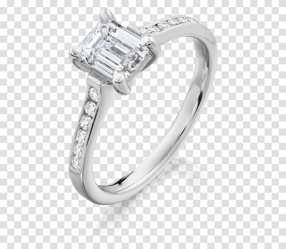 Emerald Cut Diamond Ring With Diamond Set Shoulders Pre Engagement Ring, Platinum, Gemstone, Jewelry, Accessories Transparent Png