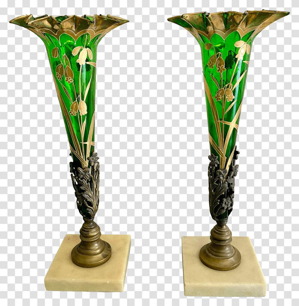 Emerald Green Bohemian Epergne With Gold Overlay A Pair Decorative Transparent Png