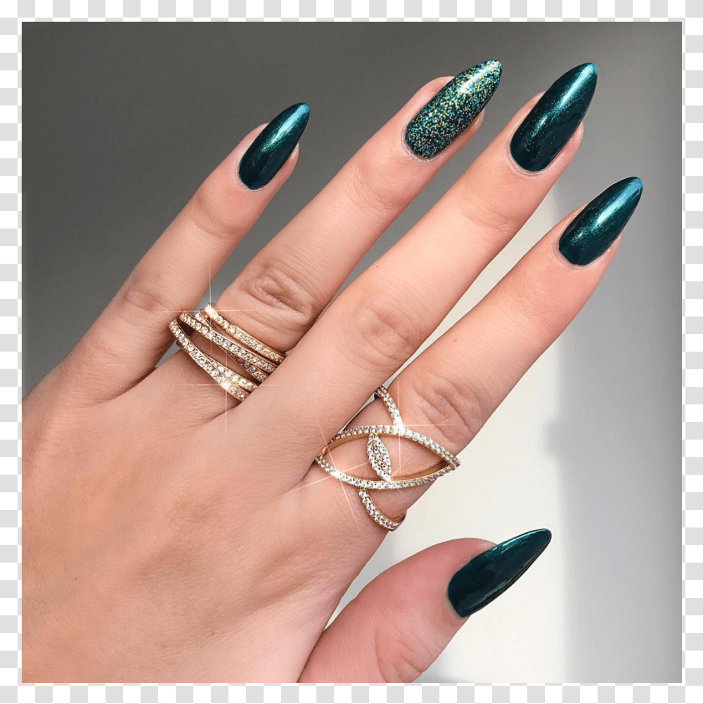 Emerald Green Nail Designs, Person, Human, Manicure, Ring Transparent Png