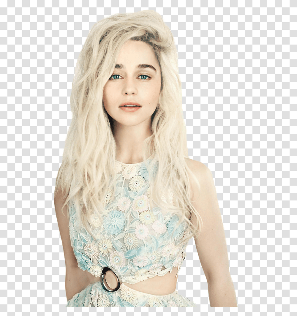 Emilia Clarke White Blonde Hair, Face, Person, Blouse Transparent Png
