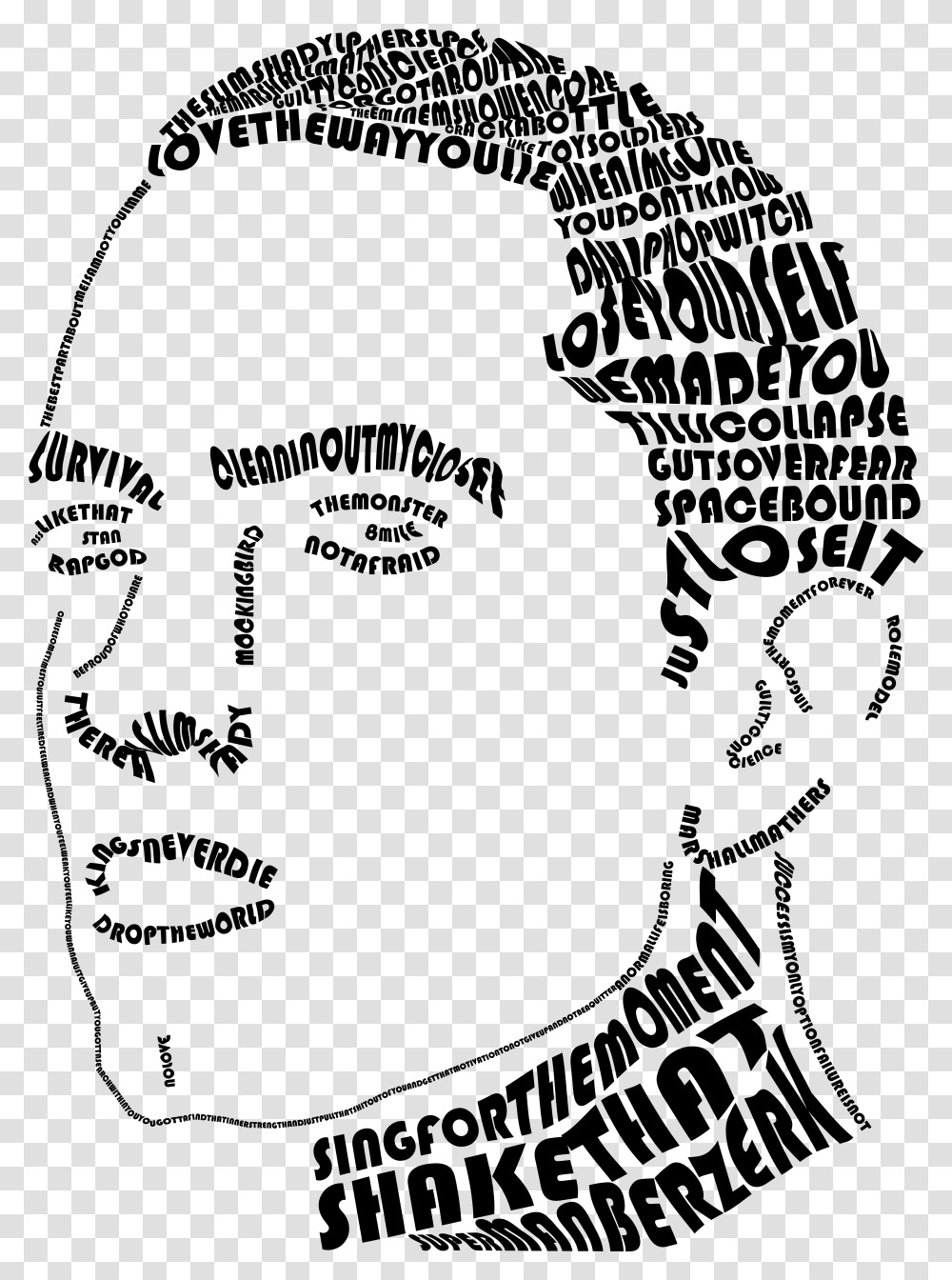 Eminem Tipografi Eminem Typography, Gray, World Of Warcraft Transparent Png