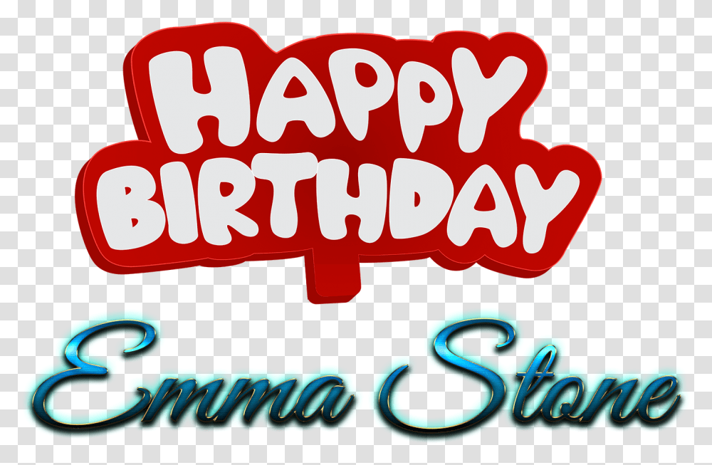Emma Stone Happy Birthday Name Calligraphy, Label, Light, Alphabet Transparent Png