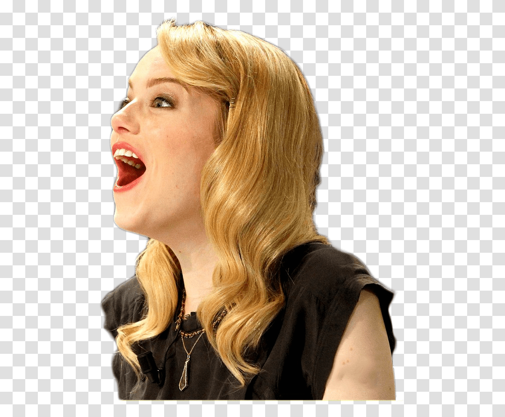 Emma Stone Laughing In Disbelief Emma Stone Background, Person, Face, Hair, Crowd Transparent Png