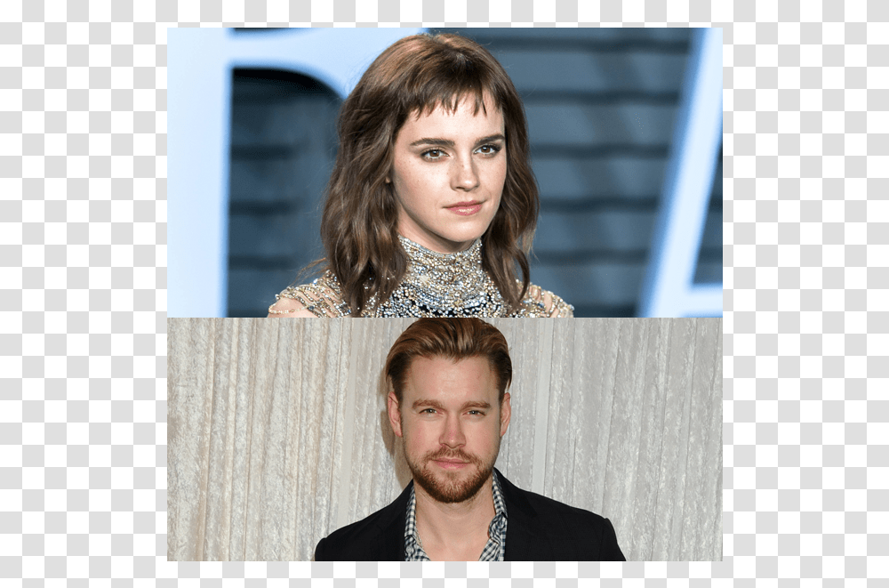 Emma Watson Couple Chord Overstreet, Person, Face, Suit, Overcoat Transparent Png