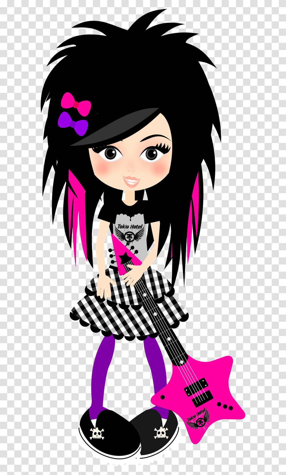 Emo Girl Cute Rock, Guitar, Leisure Activities, Person, Graphics Transparent Png