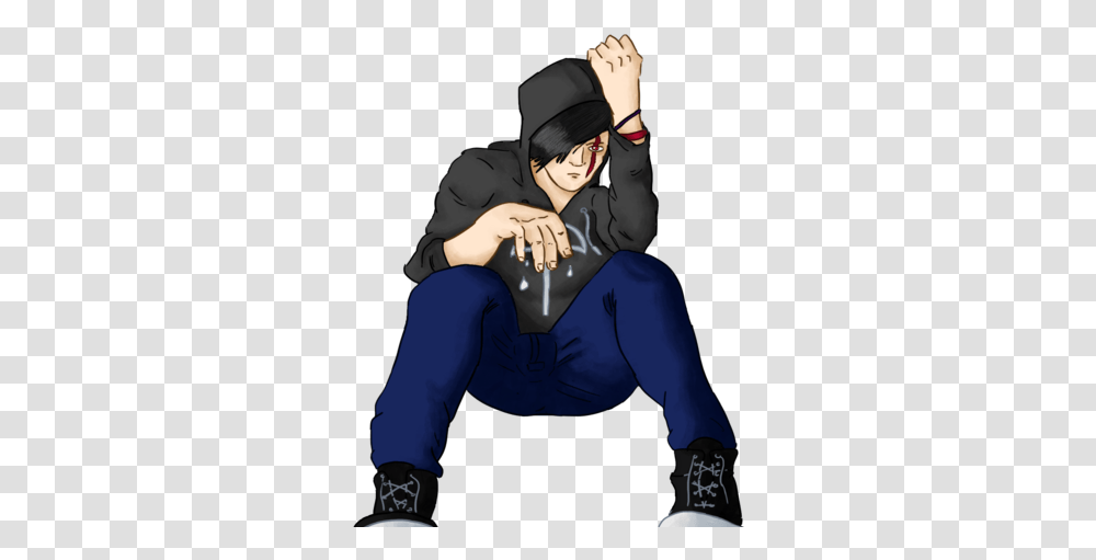 Emo Kid Cartoon, Clothing, Person, Sitting, Face Transparent Png