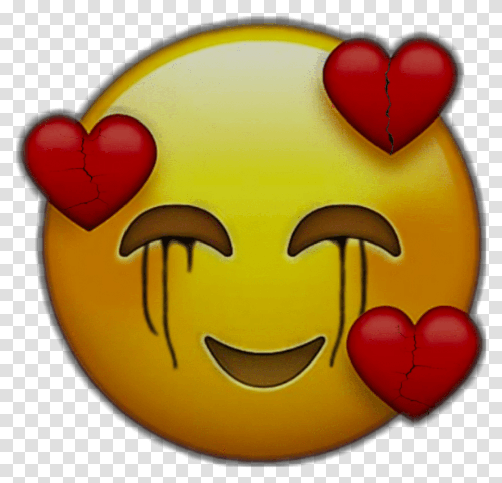 Emoji Aesthetic Grunge Edgy Trippy Rot Sad Depressed Depressed Happy And Sad Emoji, Heart, Pac Man, Food Transparent Png