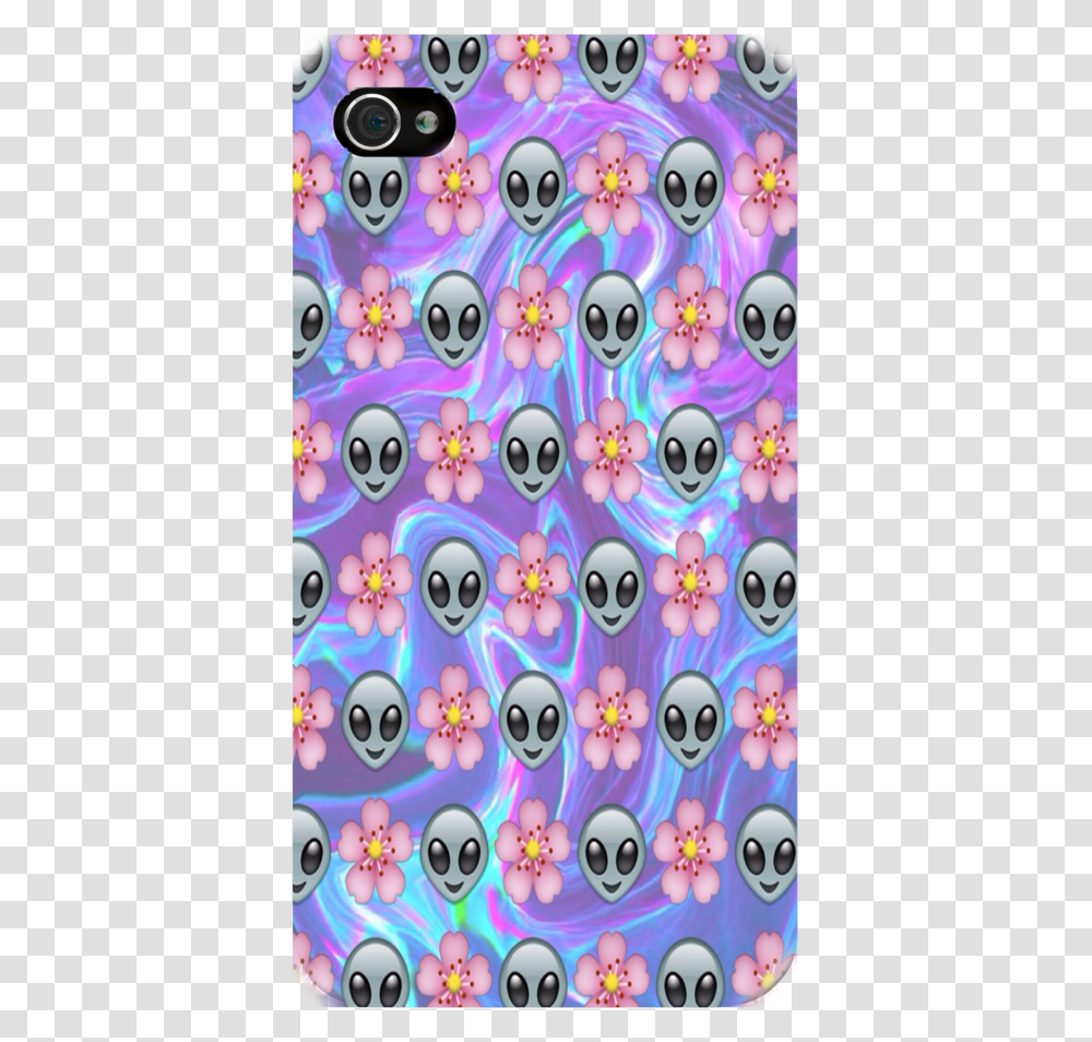 Emoji Aliens N Flowers Iphone Ipod Or Galaxy Case Cartoon, Pattern Transparent Png