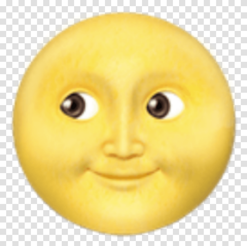 Emoji Apple Ios Moon Moonemoji Smiley, Toy, Head, Gold, Doll Transparent Png