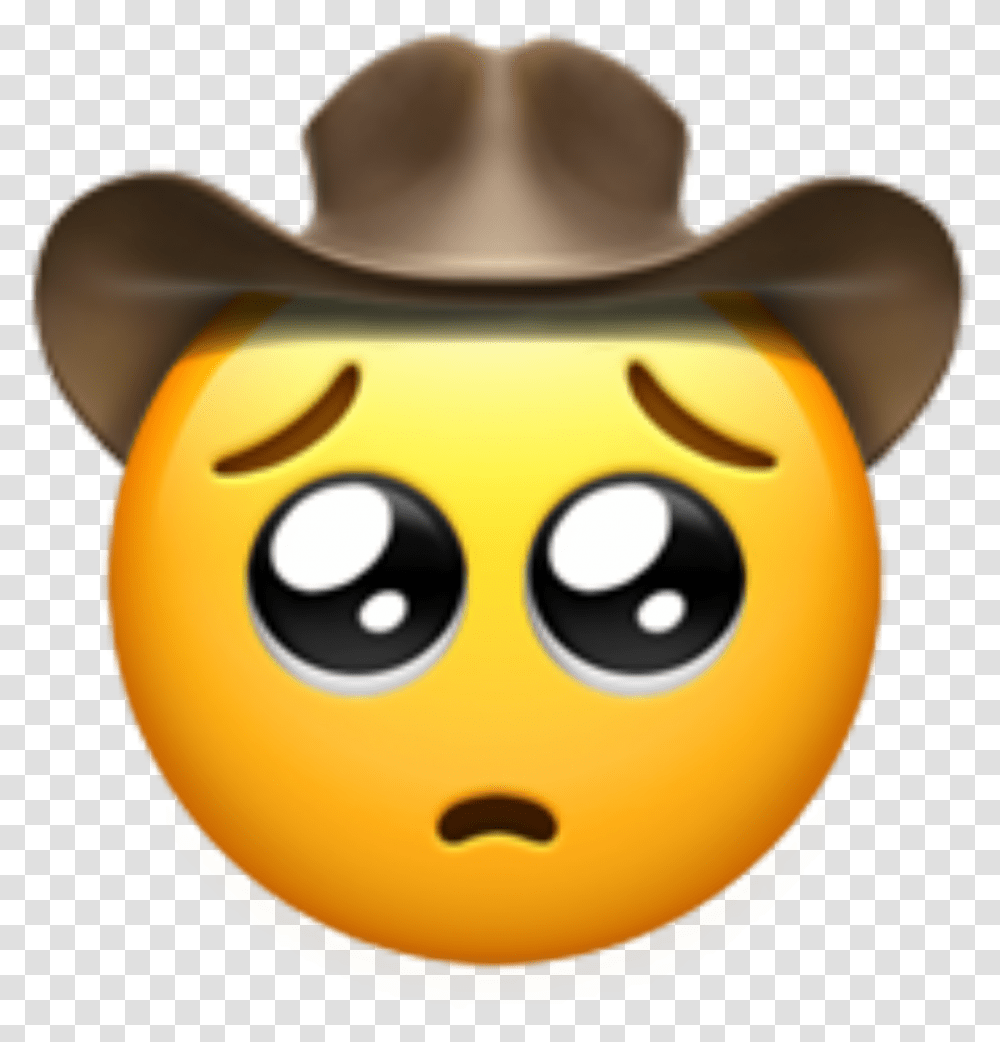 Emoji Appleemoji Sad Cowboy Yeehaw Broken Heart Hurt Emoji, Clothing, Apparel, Cowboy Hat, Snowman Transparent Png