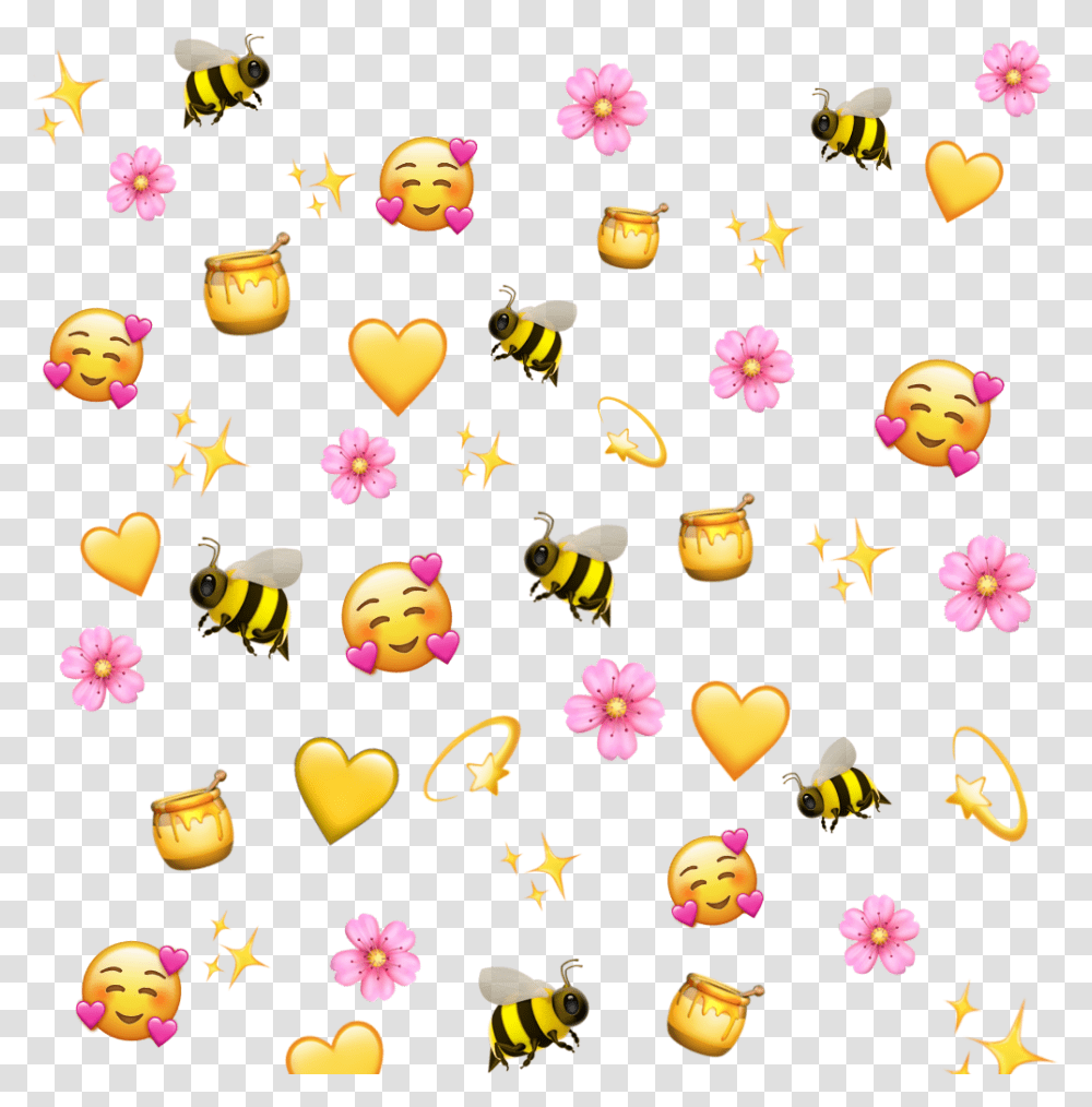 Emoji Background Honey Bee Emojiface Emojistickers Honey Emoji Background, Plant, Confetti, Paper Transparent Png