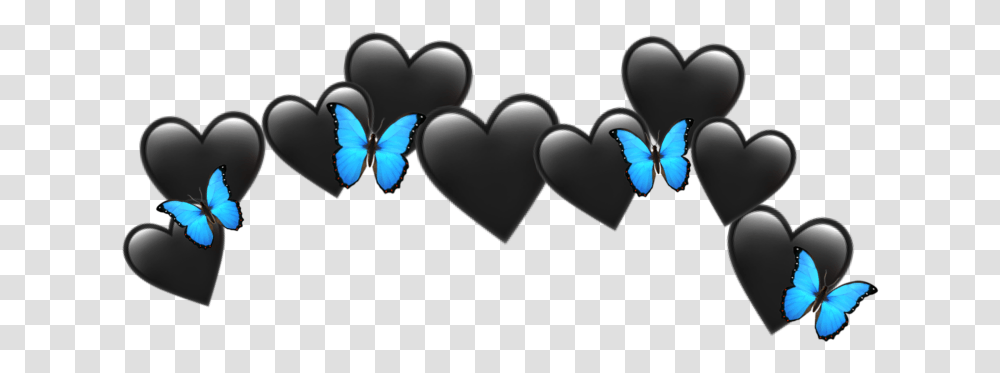 Emoji Black Hearts Butterflies Crown Freetoedit Heart, Chandelier, Lamp, Animal, Invertebrate Transparent Png