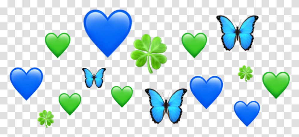 Emoji Butterfly Heart Green Blue Crown Emojicrown Heart, Animal, Invertebrate, Path, Insect Transparent Png