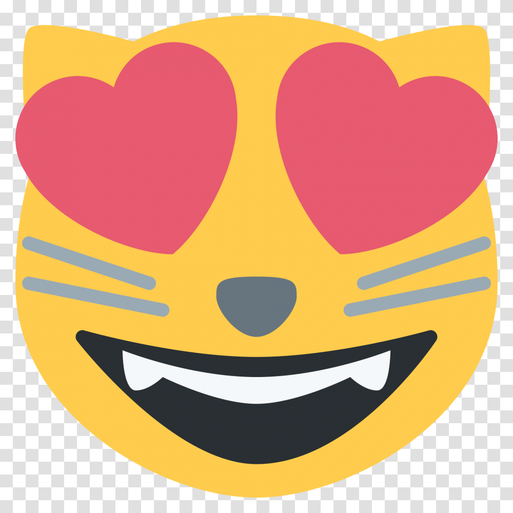 Emoji Cat Heart Eyes Clipart Emoji Cat Heart, Label, Text, Sticker, Graphics Transparent Png
