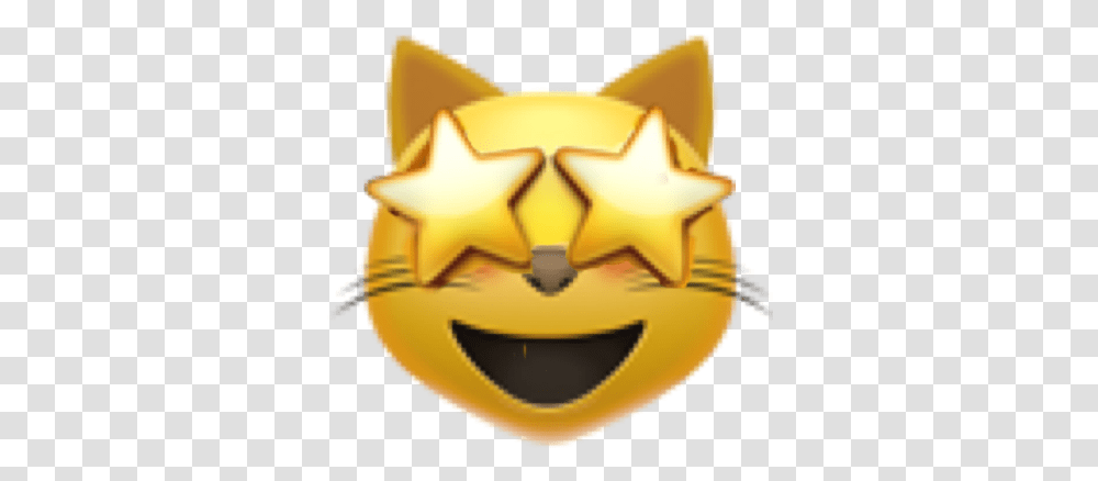 Emoji Cat Stareyes Catemoji Happy Freetoedit Cat, Gold, Badge, Logo Transparent Png