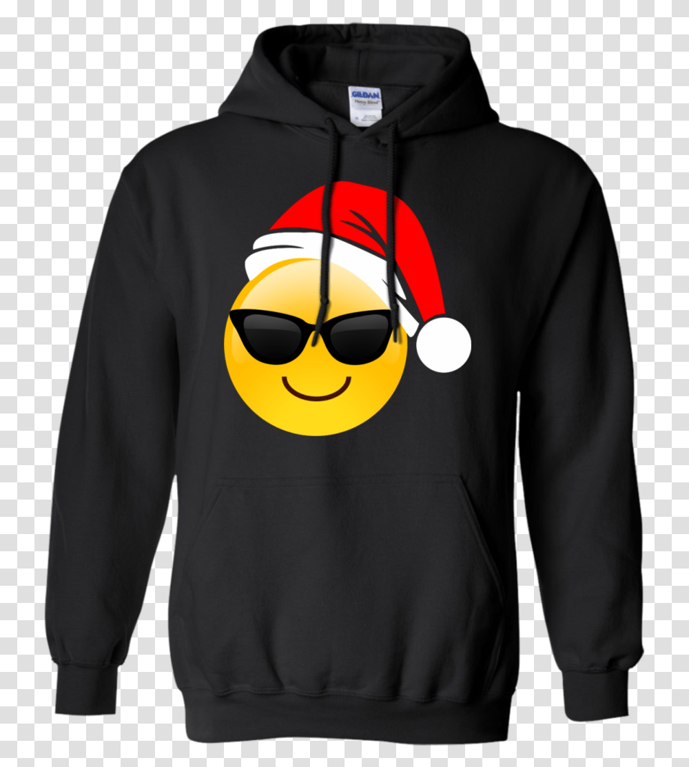 Emoji Christmas Shirt Cool Sunglasses Santa Hat Family Hoodie, Apparel, Sweatshirt, Sweater Transparent Png