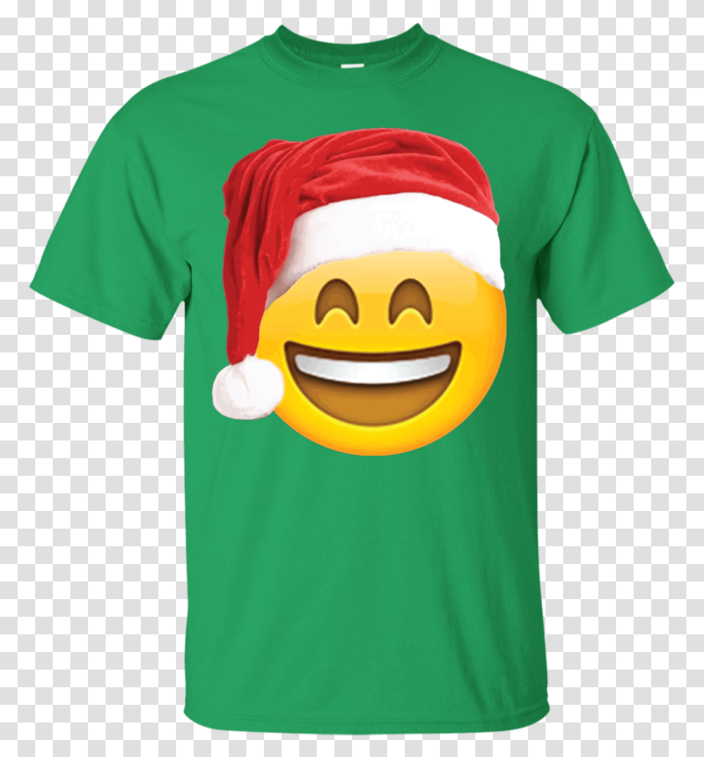Emoji Christmas Shirt Smiley Face Santa Hat Family T Shirt, Apparel, T-Shirt, Sleeve Transparent Png