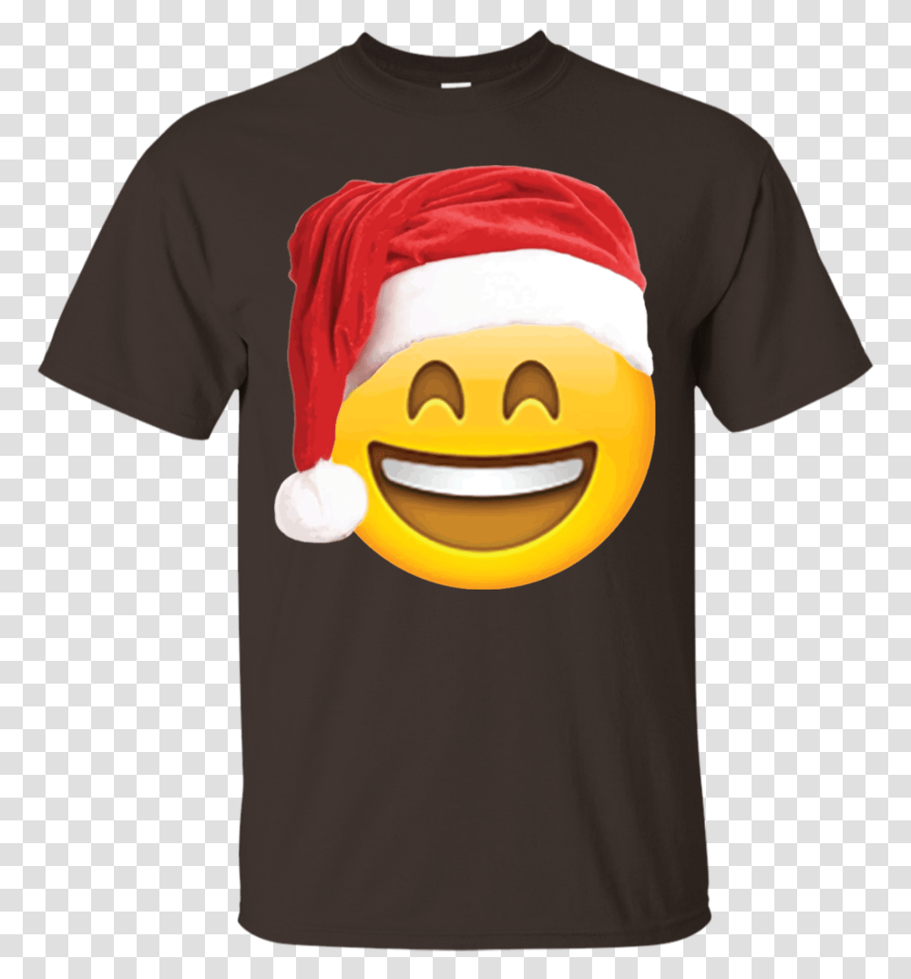 Emoji Christmas Shirt Smiley Face Santa Hat Family T Shirt, T-Shirt, Label Transparent Png
