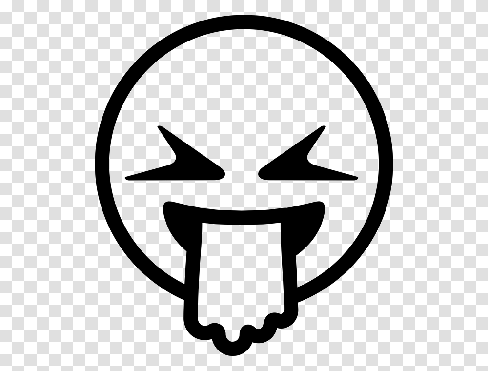 Emoji Clipart Black And White Barf Emoji Coloring Page, Logo, Trademark, Stencil Transparent Png