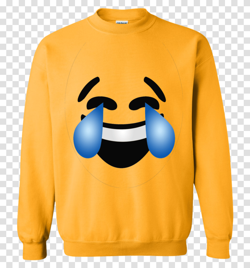 Emoji Costume Laughing Tears Of Joy Emoji Crewneck Sweater, Apparel, Long Sleeve, Sweatshirt Transparent Png